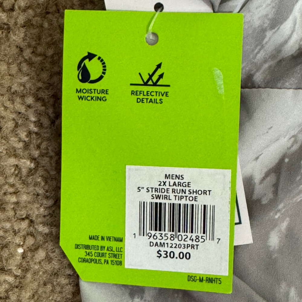 DSG Stride Run Short 5” Inseam Swirl Tiptoe Men’s Size 2XL Active Gym Athletic - Picture 5 of 7